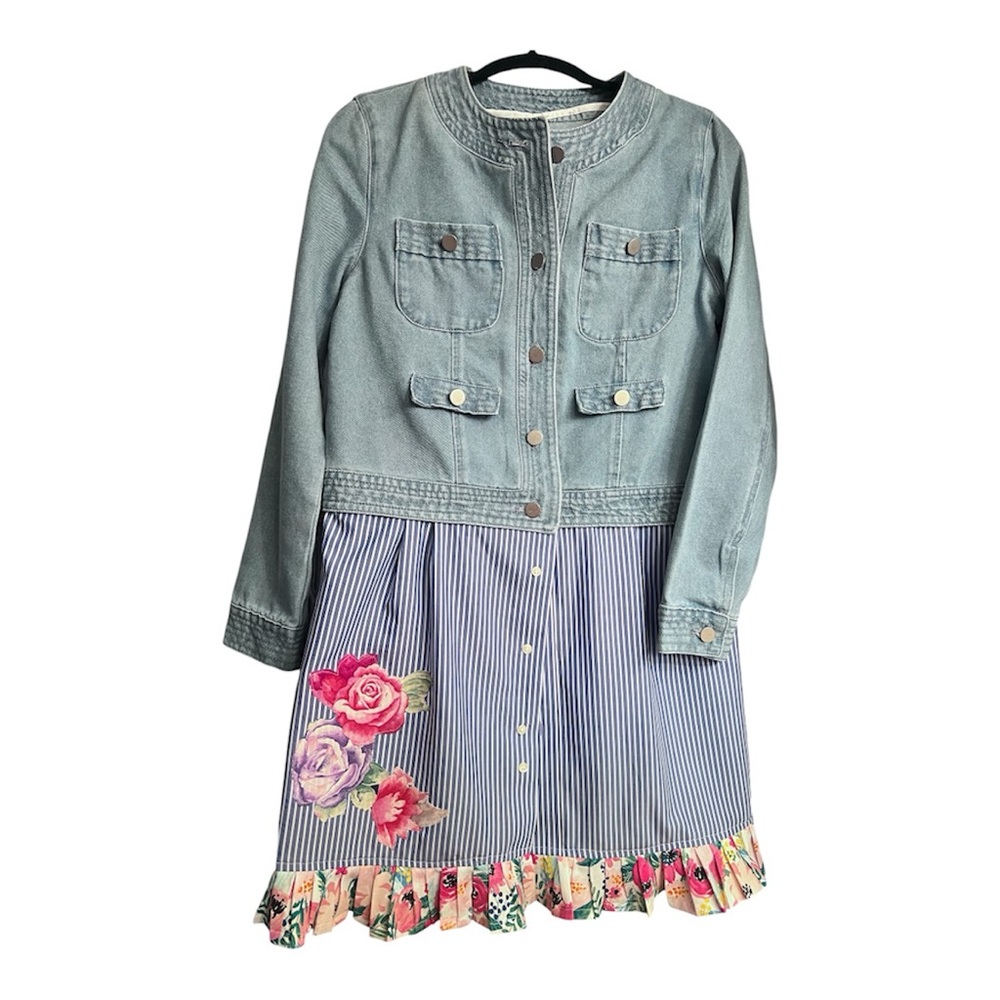 One-of-a-Kind Refashioned Denim Jacket Dress | Size M | Boutique Coastal Style